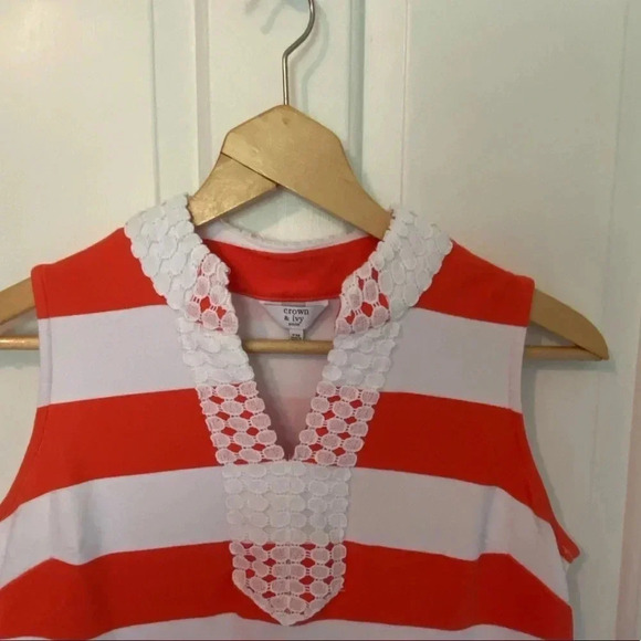 Crown & Ivy orange & white striped mini dress size petite medium - Picture 6 of 6